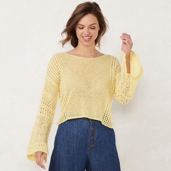Lc Lauren Conrad Pointelle Bell Sleeve 